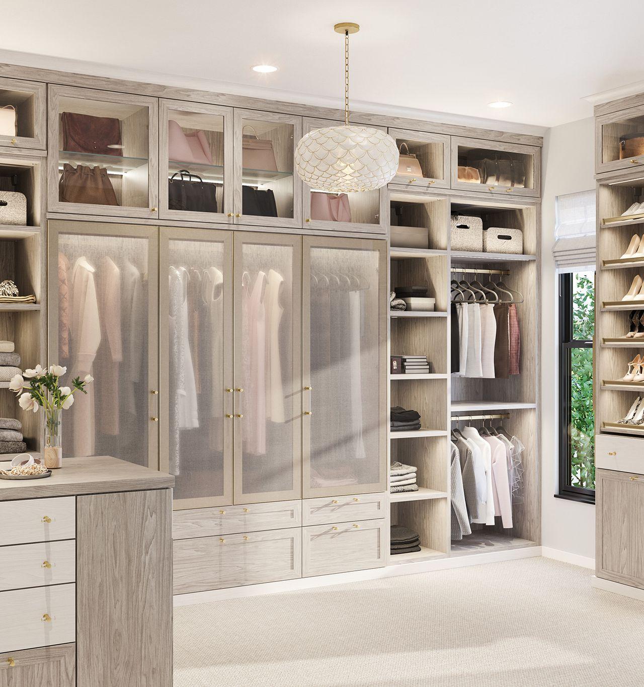 Walk in closet system with pull-out rack closet accessories by California Closets