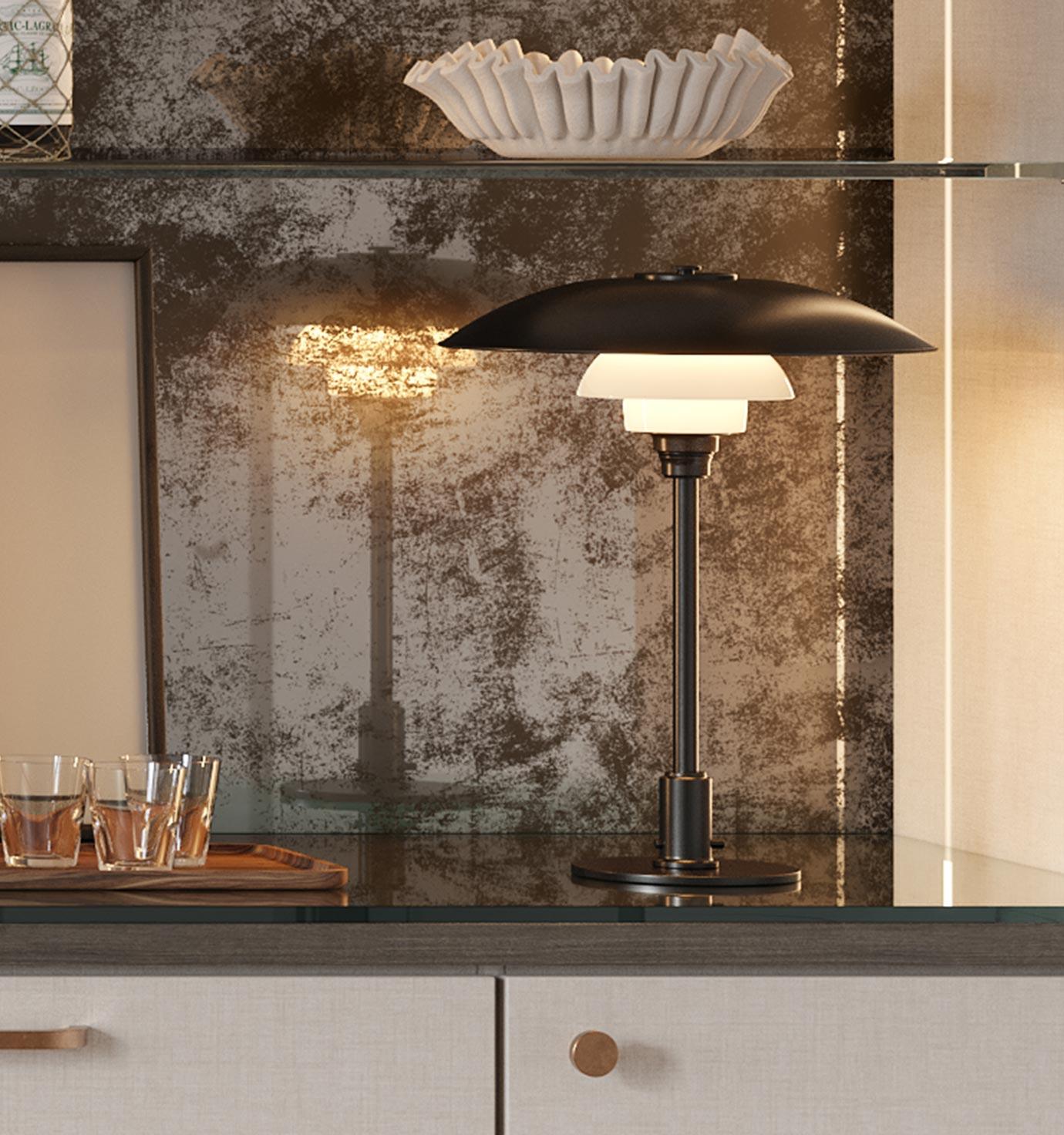 Glass back panel and countertop designed for a home bar by California Closets